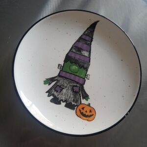 Cobwebs & Cauldrons Frankenstein Gnome In Halloween Costume Appetizer Plate